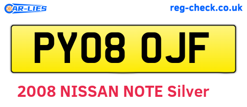 PY08OJF are the vehicle registration plates.
