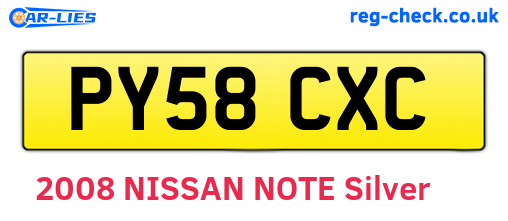 PY58CXC are the vehicle registration plates.