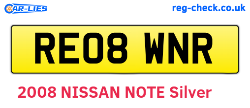 RE08WNR are the vehicle registration plates.