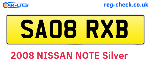 SA08RXB are the vehicle registration plates.