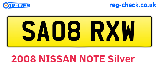 SA08RXW are the vehicle registration plates.
