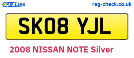 SK08YJL are the vehicle registration plates.