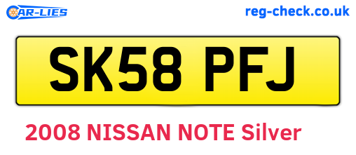 SK58PFJ are the vehicle registration plates.