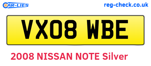 VX08WBE are the vehicle registration plates.