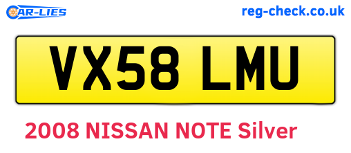 VX58LMU are the vehicle registration plates.