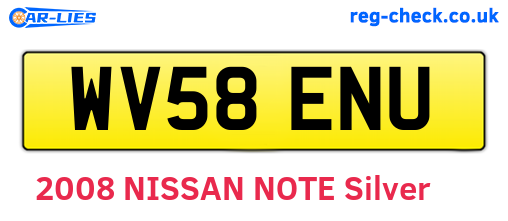 WV58ENU are the vehicle registration plates.