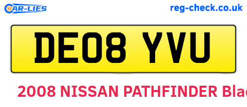 DE08YVU are the vehicle registration plates.