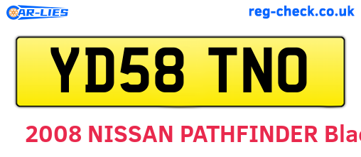 YD58TNO are the vehicle registration plates.