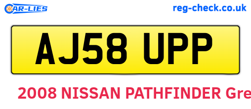 AJ58UPP are the vehicle registration plates.