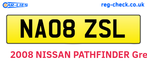 NA08ZSL are the vehicle registration plates.