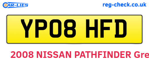 YP08HFD are the vehicle registration plates.