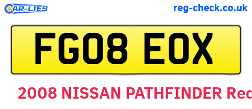 FG08EOX are the vehicle registration plates.