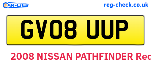 GV08UUP are the vehicle registration plates.