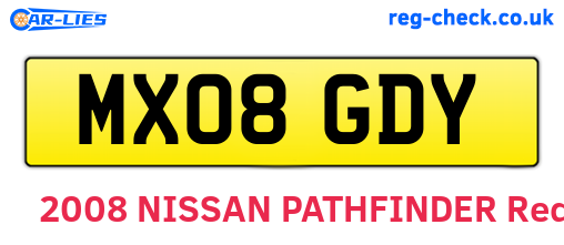 MX08GDY are the vehicle registration plates.