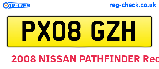 PX08GZH are the vehicle registration plates.