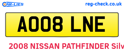AO08LNE are the vehicle registration plates.