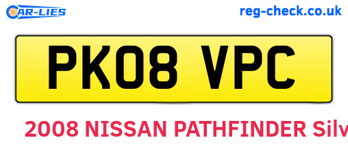 PK08VPC are the vehicle registration plates.