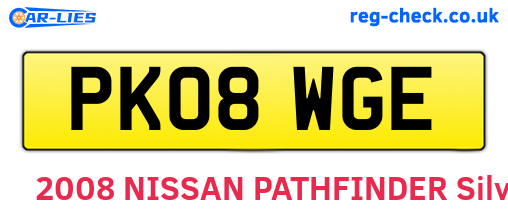 PK08WGE are the vehicle registration plates.