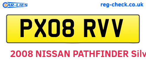PX08RVV are the vehicle registration plates.