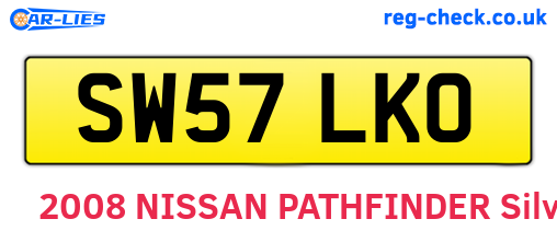 SW57LKO are the vehicle registration plates.