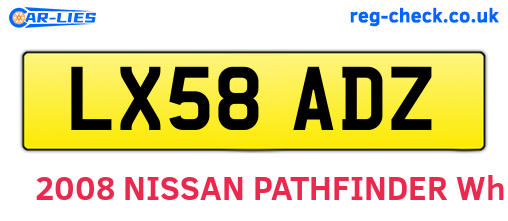 LX58ADZ are the vehicle registration plates.