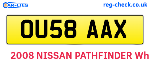 OU58AAX are the vehicle registration plates.