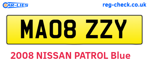 MA08ZZY are the vehicle registration plates.
