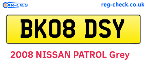 BK08DSY are the vehicle registration plates.