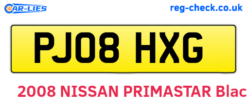 PJ08HXG are the vehicle registration plates.