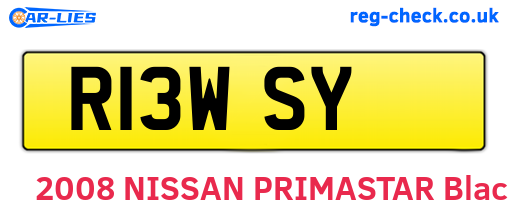 R13WSY are the vehicle registration plates.