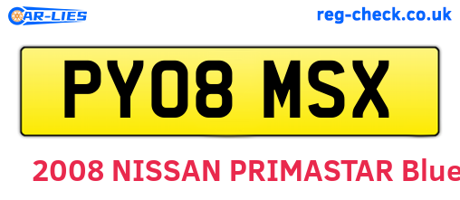 PY08MSX are the vehicle registration plates.