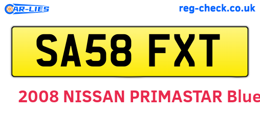 SA58FXT are the vehicle registration plates.