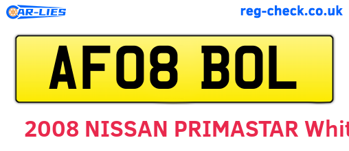 AF08BOL are the vehicle registration plates.