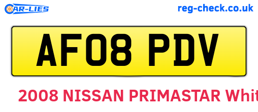 AF08PDV are the vehicle registration plates.