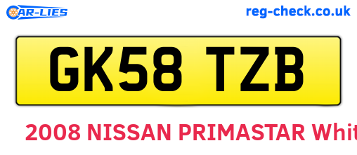 GK58TZB are the vehicle registration plates.