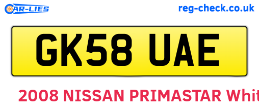 GK58UAE are the vehicle registration plates.