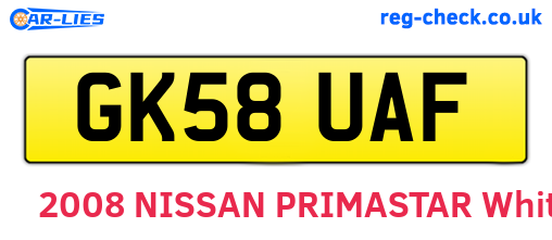 GK58UAF are the vehicle registration plates.