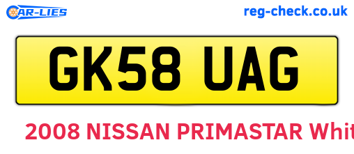 GK58UAG are the vehicle registration plates.