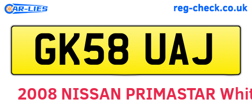 GK58UAJ are the vehicle registration plates.