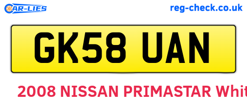 GK58UAN are the vehicle registration plates.