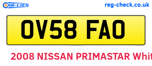 OV58FAO are the vehicle registration plates.
