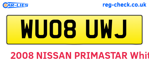 WU08UWJ are the vehicle registration plates.