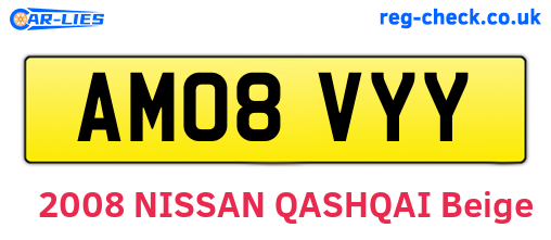 AM08VYY are the vehicle registration plates.