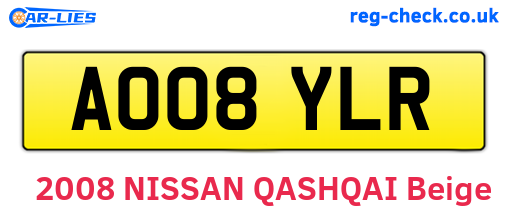 AO08YLR are the vehicle registration plates.