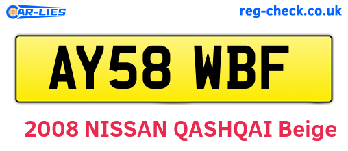 AY58WBF are the vehicle registration plates.