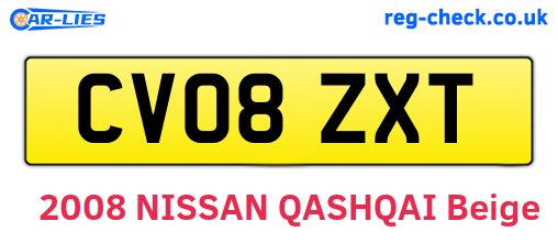 CV08ZXT are the vehicle registration plates.