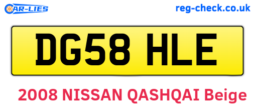 DG58HLE are the vehicle registration plates.