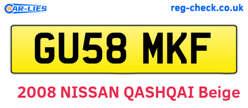 GU58MKF are the vehicle registration plates.
