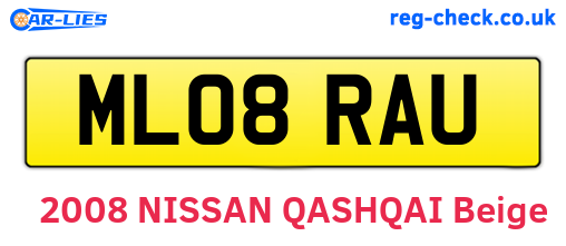 ML08RAU are the vehicle registration plates.