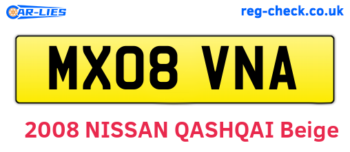 MX08VNA are the vehicle registration plates.
